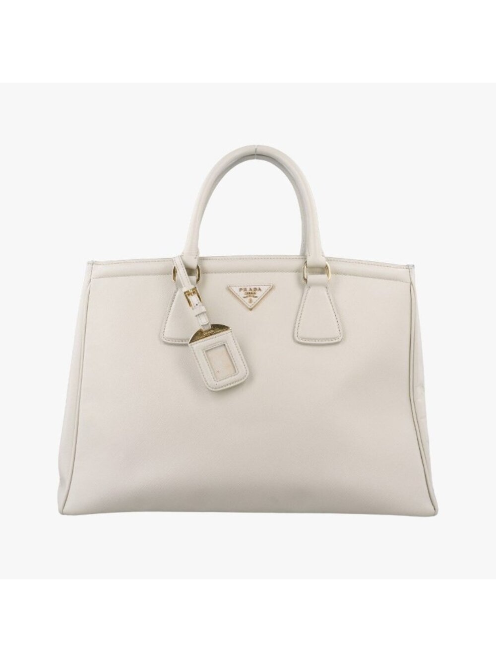 Prada Parabola Tote Bag White Saffiano Leather 25